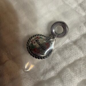 Pandora Silver Hawaii Dangle Charm with Red and Green Accents